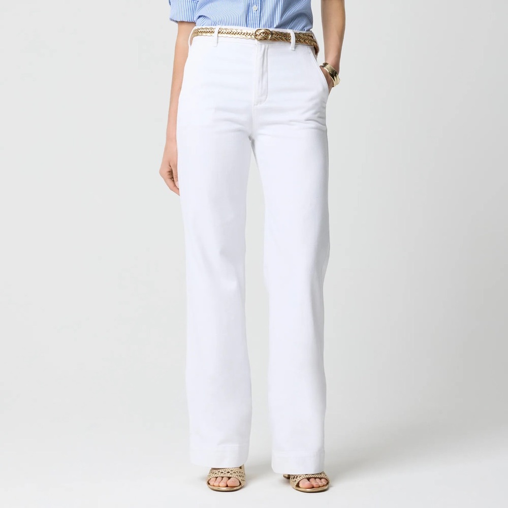 J. Crew White Trouser Jean with Wide Leg, petite 25